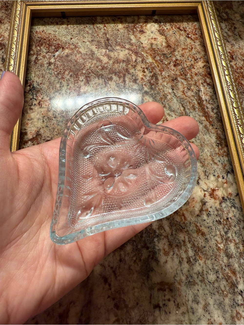 Clear Heart-Shaped Glass Trinket Dish